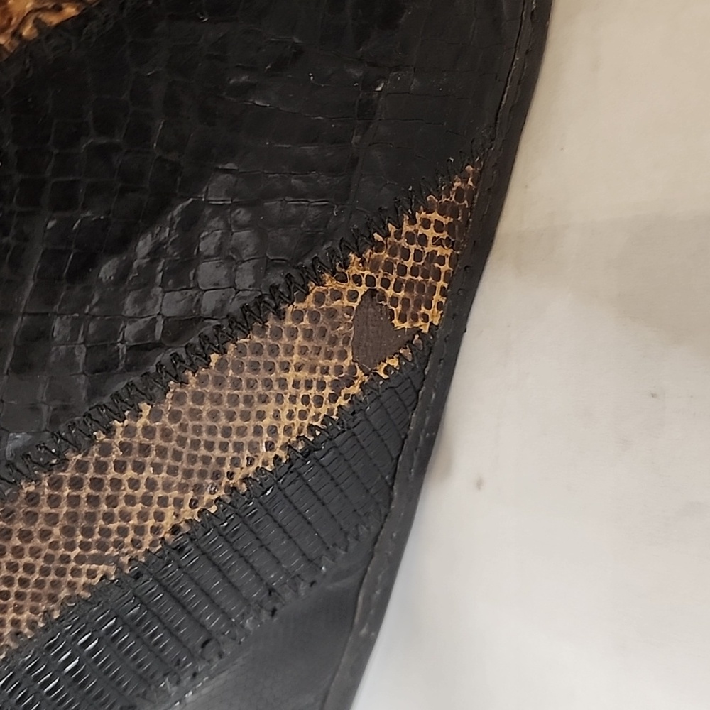 Vintage 1970s Python Snake Lizard Patchwork Clutc… - image 8